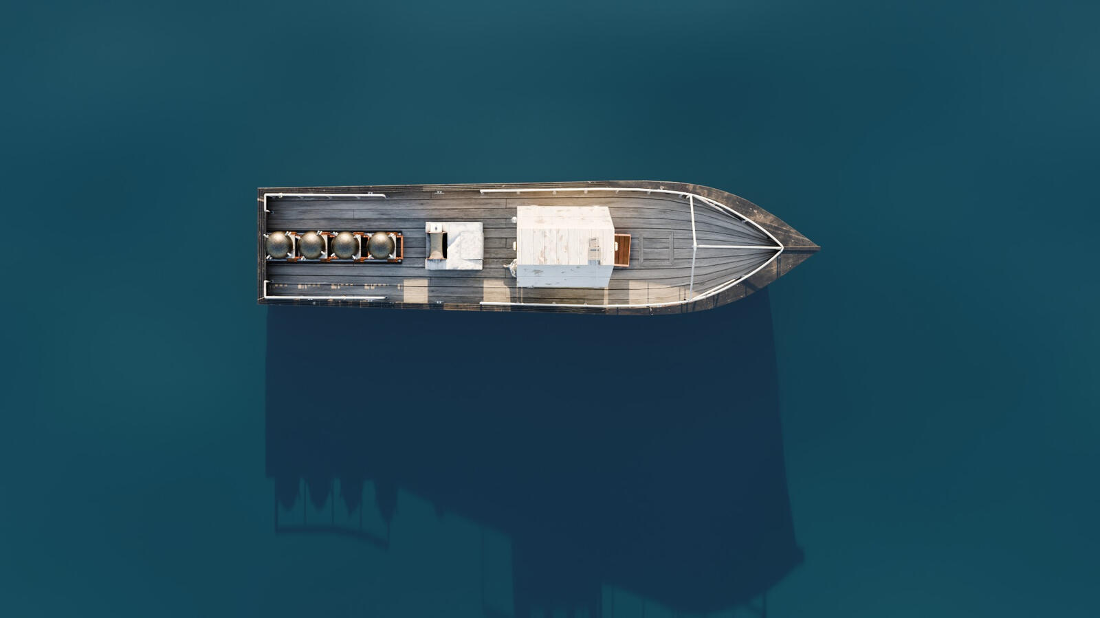 top view showing more subtle sweep of the hull